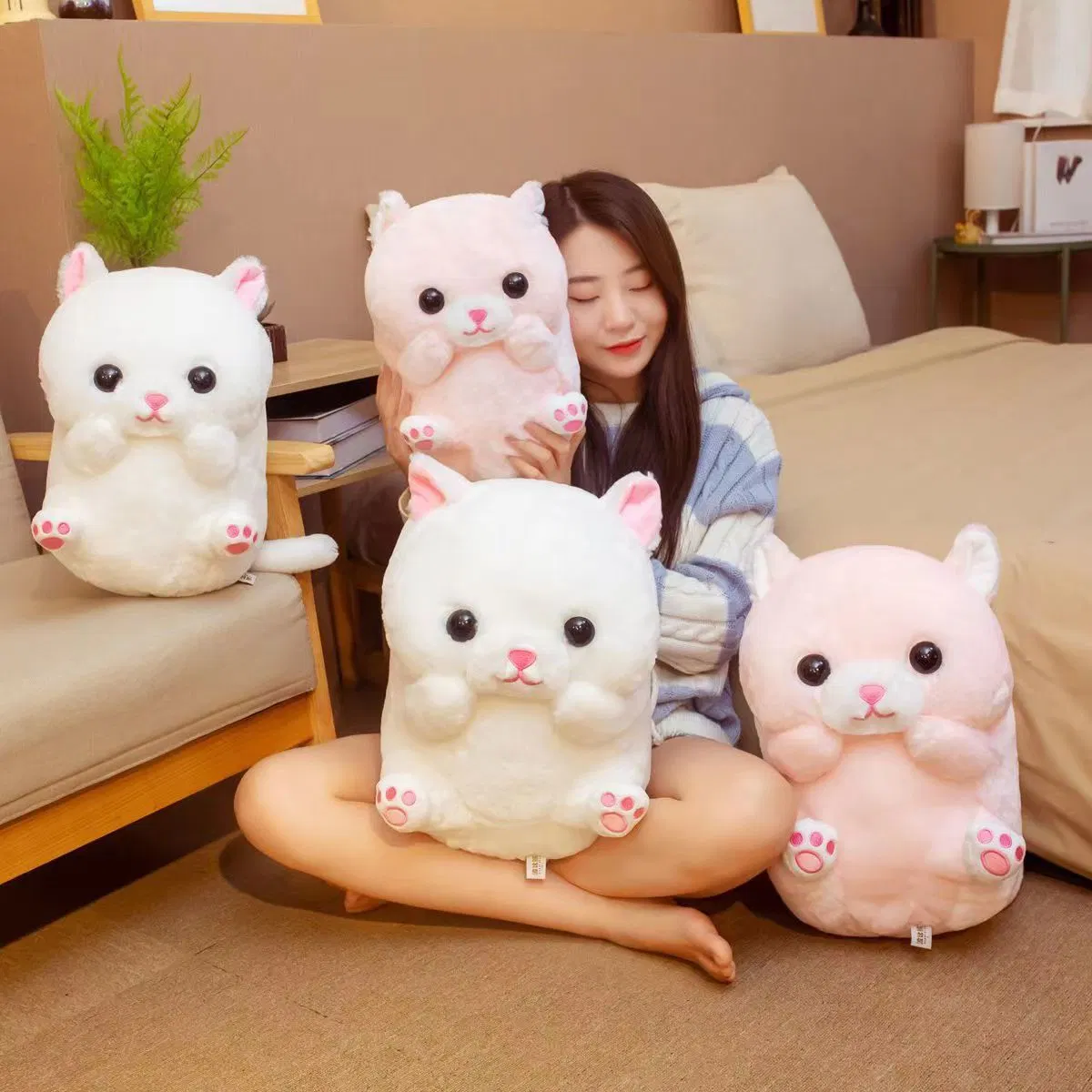 Cartoon Kitten Doll Plush Toy White Cat Doll Ragdoll Children's Day Birthday Gift