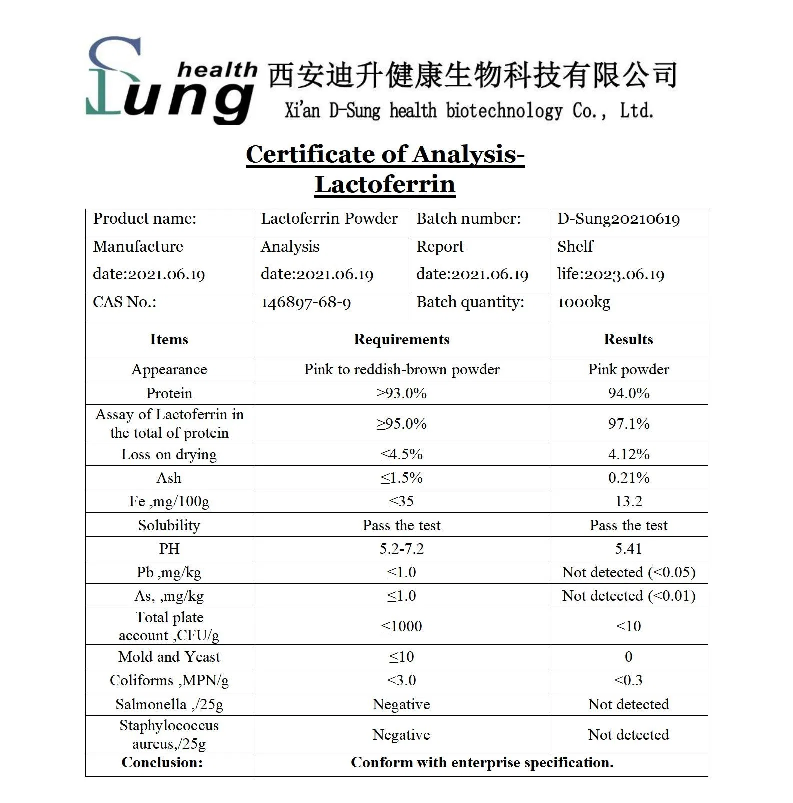 Schüttgut Pulver Lactoferrin Material Lactoferrin Pulver Lactoferrin