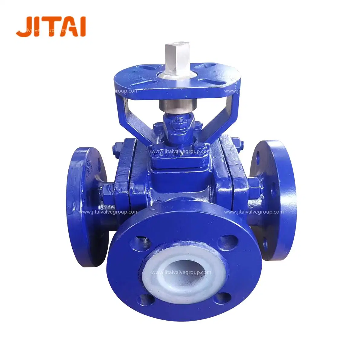 Bare Shaft CF8 Compact PTFE Lined Three Way Ball Valve