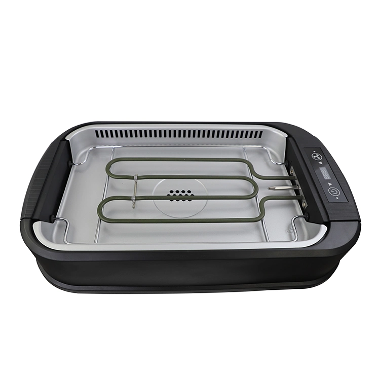 Grille intérieure coréenne sans fumée 1500W Grill électrique portable BBQ avec Couvercle en verre trempé