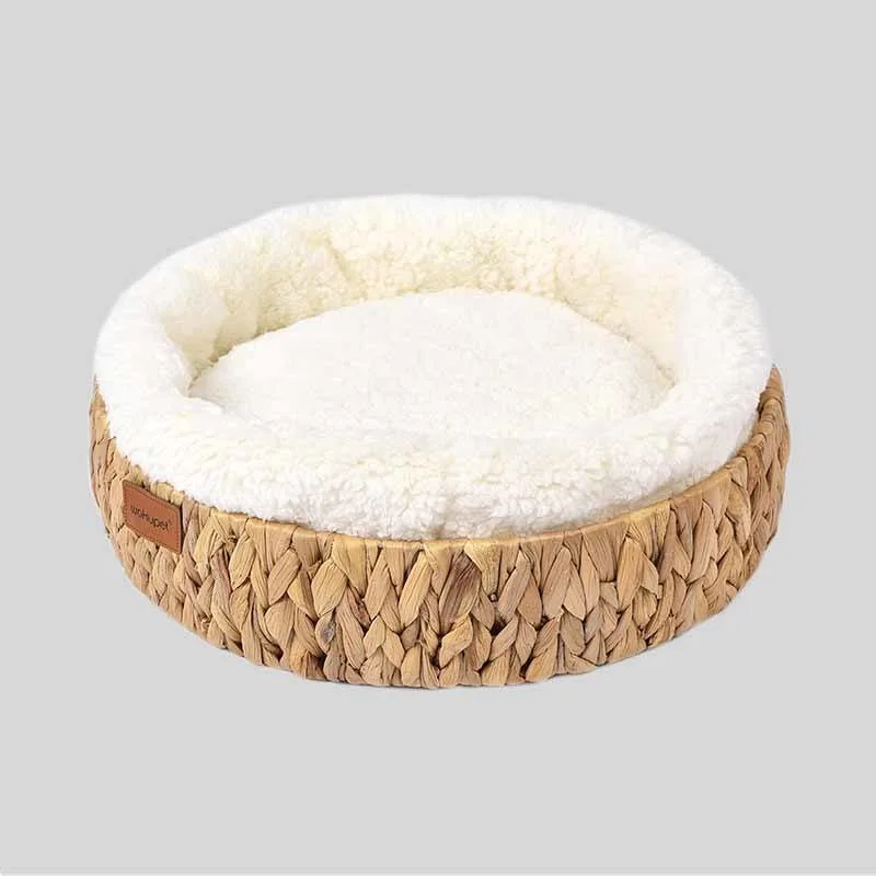 Wholesale/Supplier Pet Cushion Handmade Weaved Cozy Cat Bed Wicker Simple Design Comfortable Bed for Pet Cat Dog