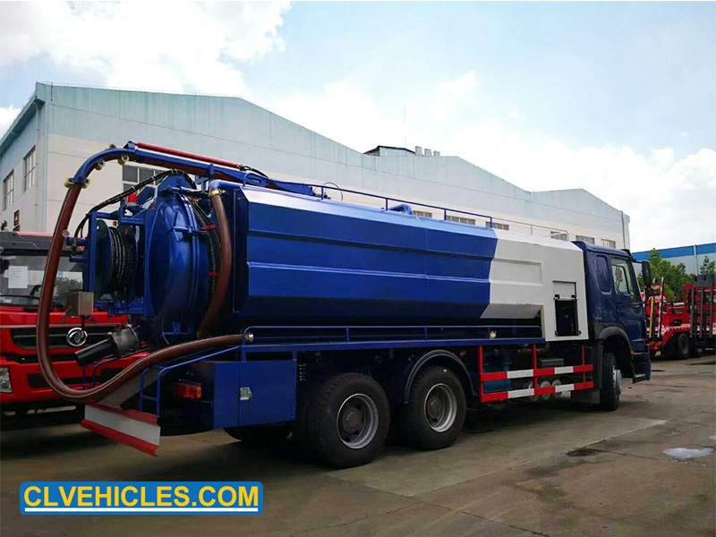 HOWO 18cbm 10wheeler High Volume Industrial Drain Jetting Cleaning Truck