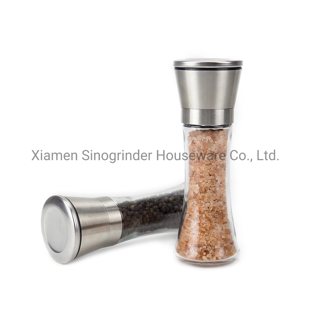 Manual Ceramic Pepper Grinder 180ml Glass Pepper Grinder Himalayan Pink Salt Mill