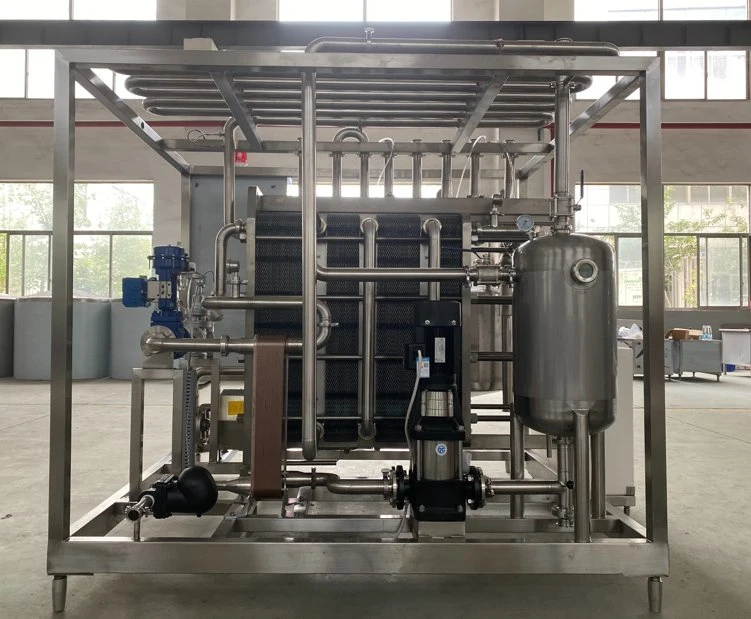 Pasteurizador de placas totalmente automático control PLC máquina de esterilización para zumo Leche de bebida