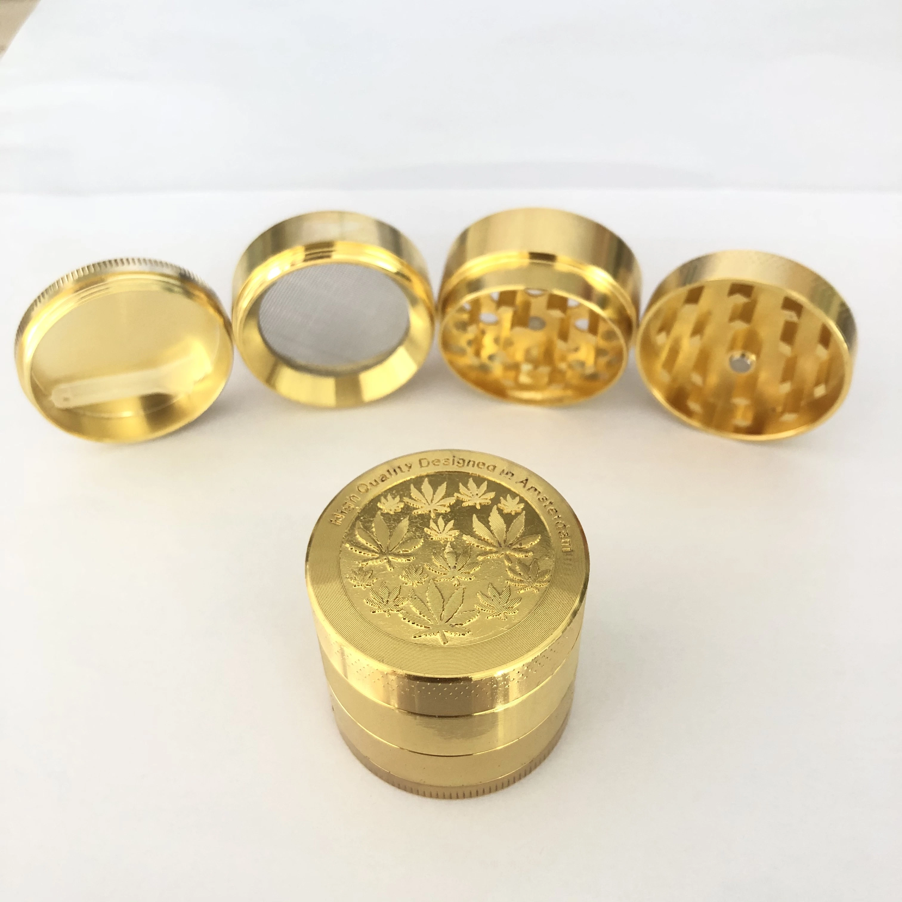 Gold Metal Smoking Grinder Rolling Paper Cigarette Custom