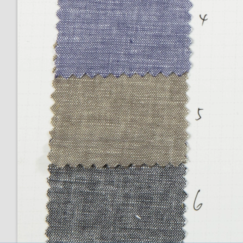 Stock Textile 55% Linen 45% Cotton Yarn Dyed Cross-Weave Design Dyed Fabric for Garment Fabric