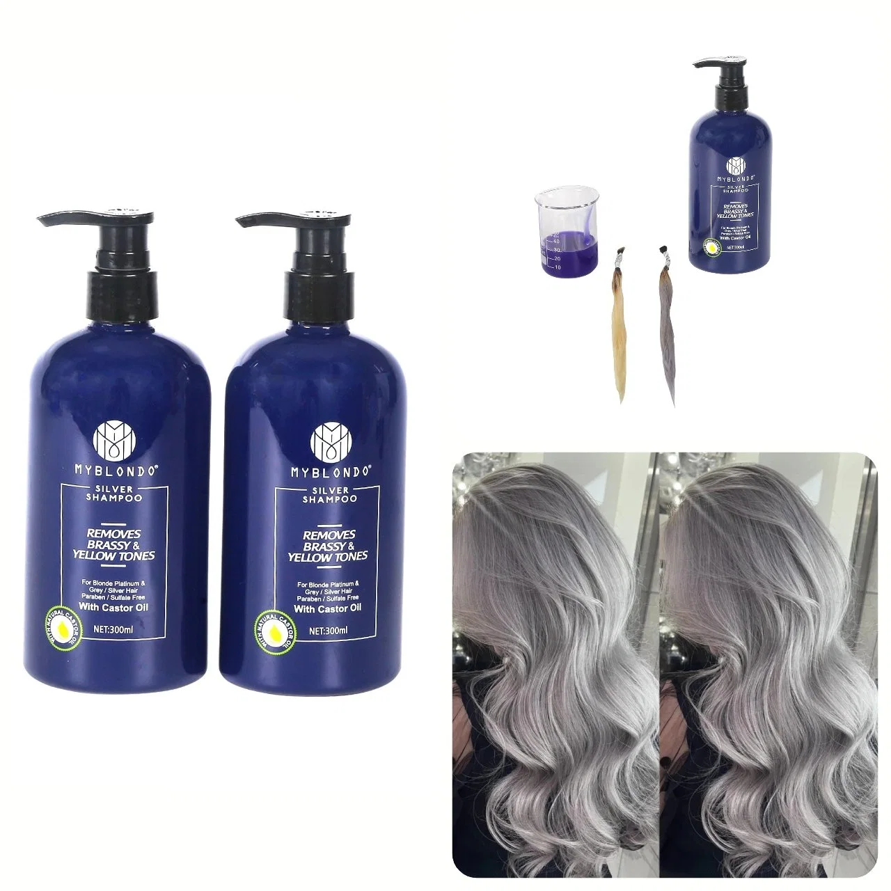 Sem Shampoo Amarelo Shampoo Purple Shampoo para cabelo loiro Colorprotect