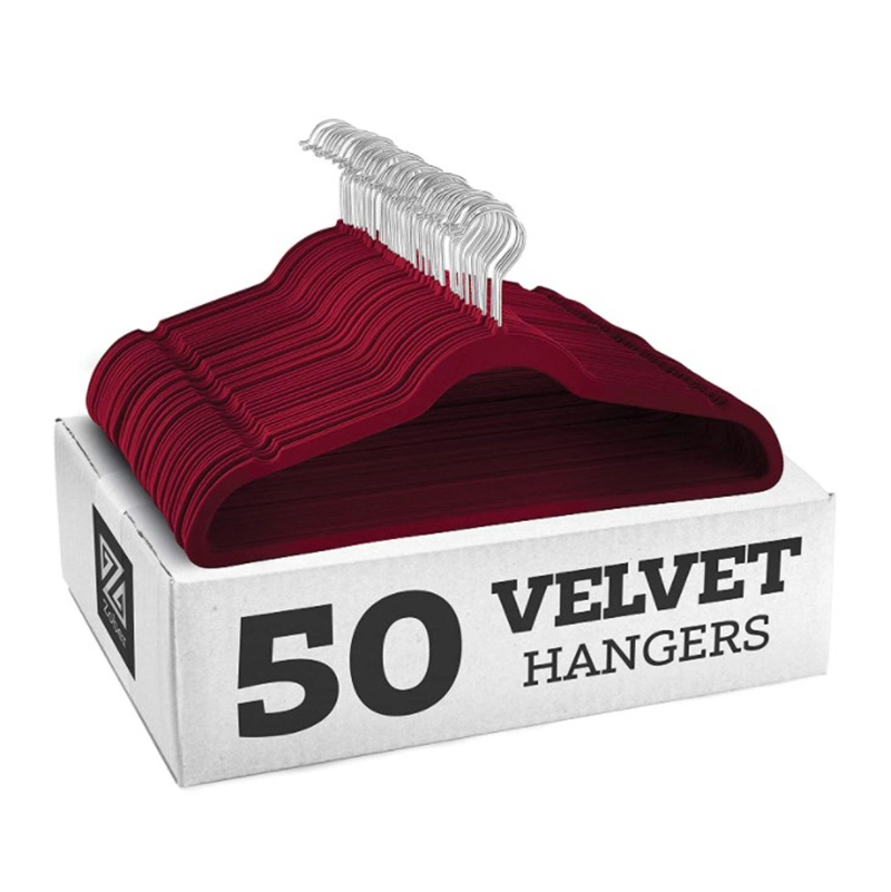 Non Slip Flocking Plastic Velvet Cloth Hanger Brand Velvet Hanger 50 Pack