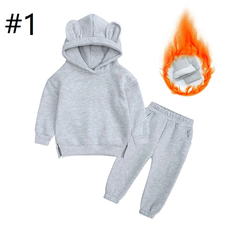 Kinder warm Hoodie Set 2023 Herbst Winter kleine Jungen und Mädchen Unisex Solid Trainingsanzug Outfits Kleidung 2PCS Kinder Kleidung