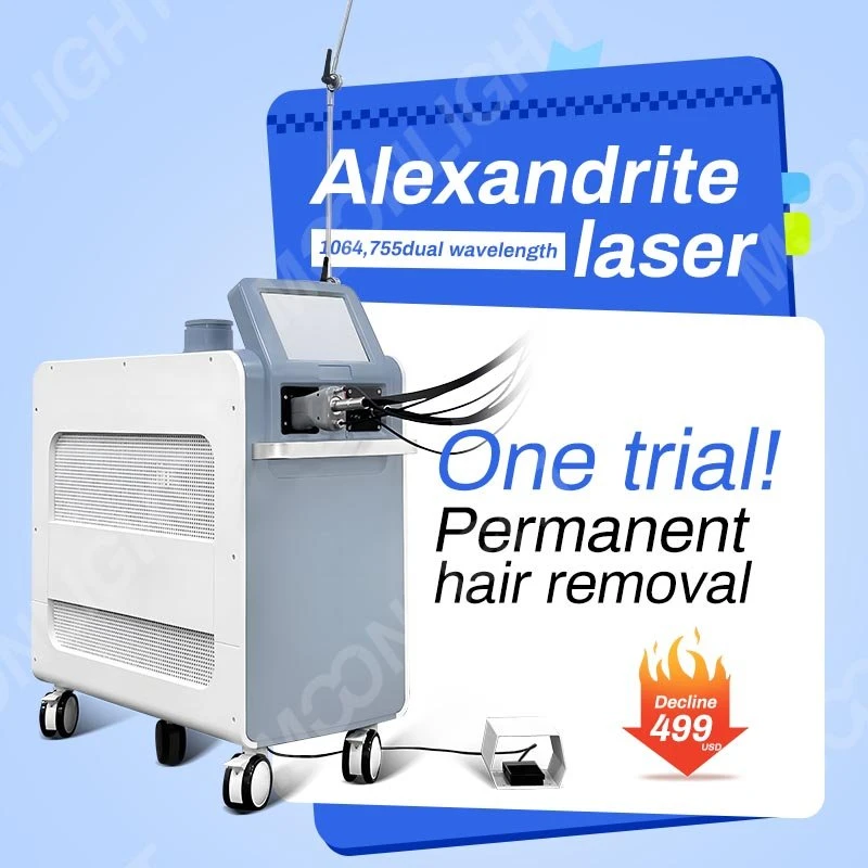 New Hair Removal Laser Alexandrite 755+1064nm for Any Skin and Color Hair Removal