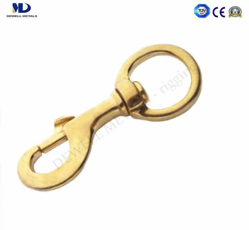 Professional Manufacturer Brass Plated Quick Swivel Snap Hook with Round Eye