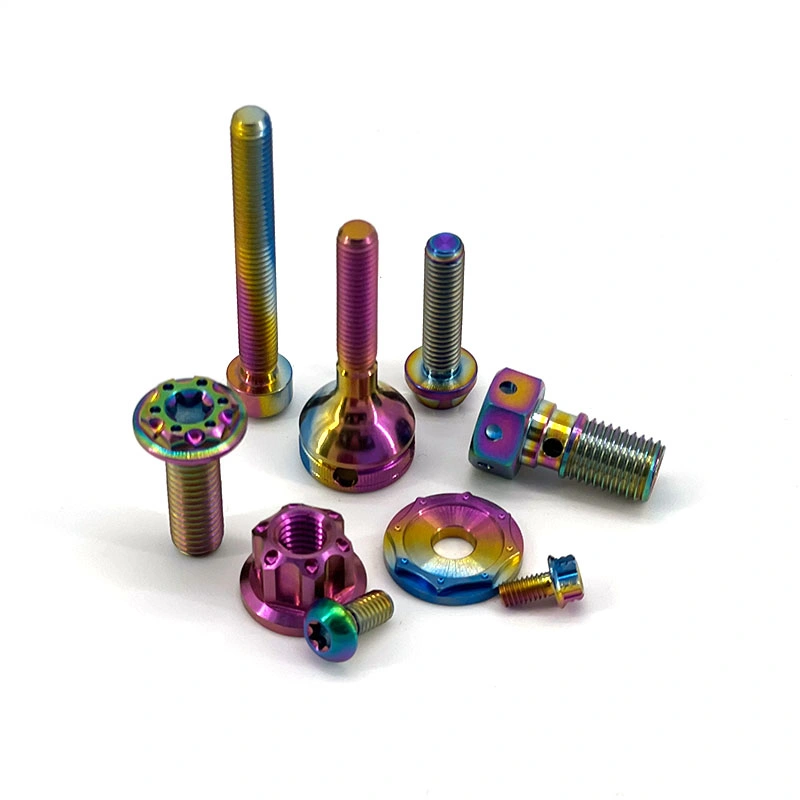 Anodized Color Racing Titanium Alloy Grade 5 Bolts Motorcycle Parts Bikecycles Screw Nuts