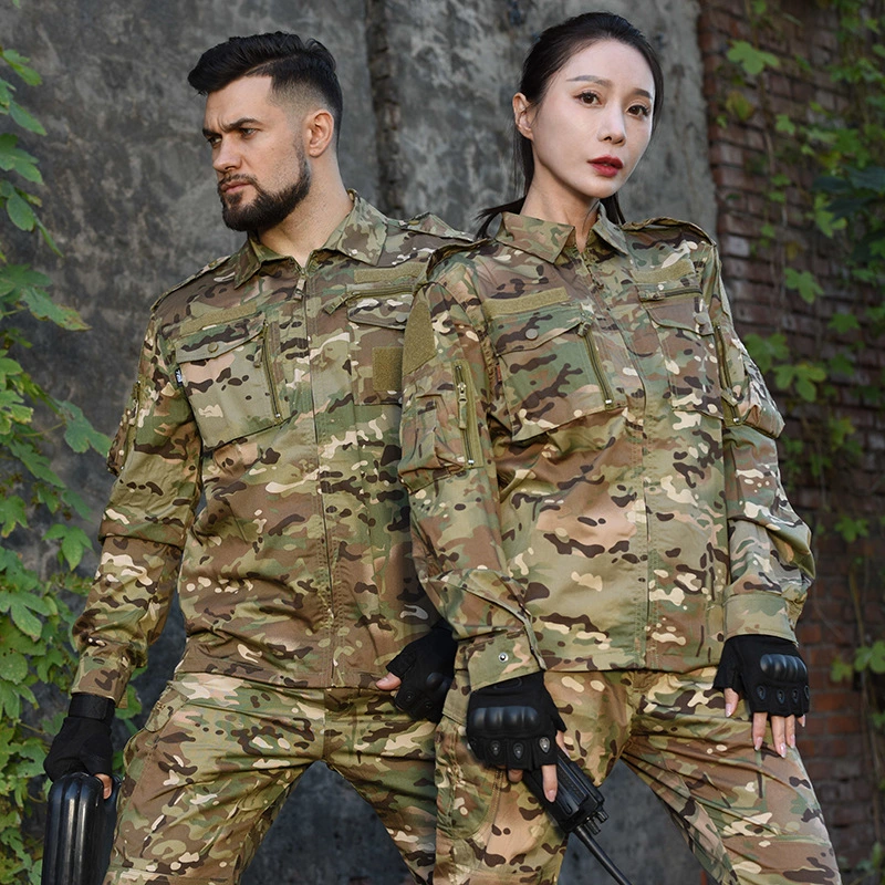 Men's Multi Pocket Camouflage Uniform Suit Shirt Cargo Pants Durable Work Clothes Men's Workout Clothing