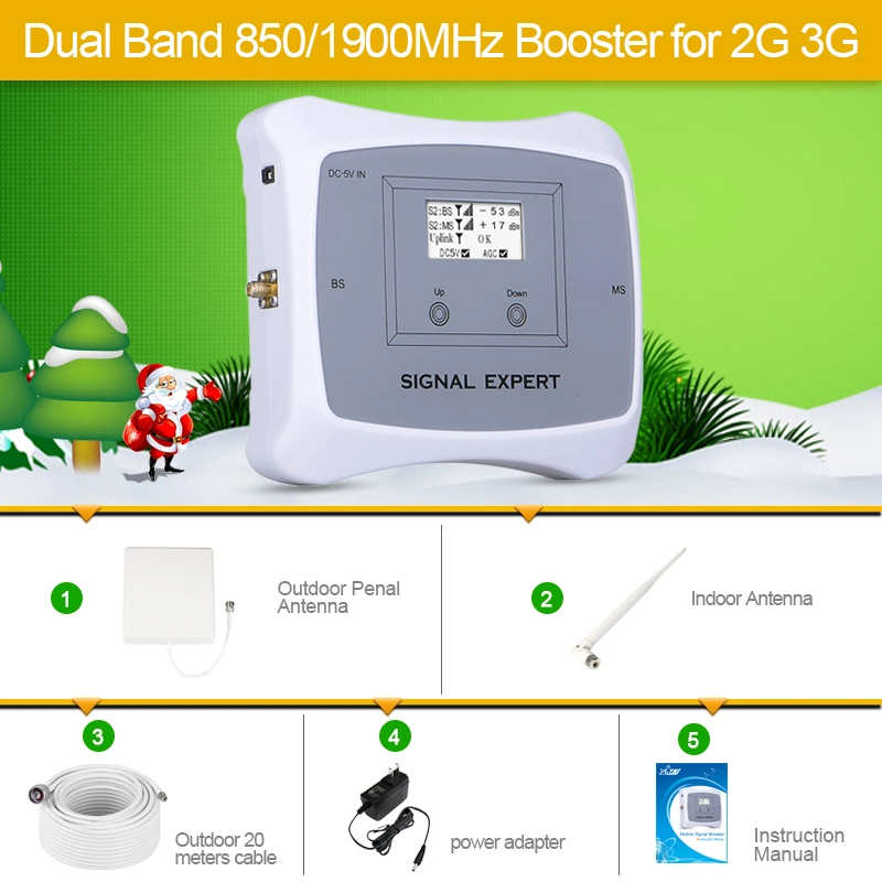 Dual Band 850/1900MHz Signal Repeater 2g 3G Cell Phone Signal Booster for Us Area