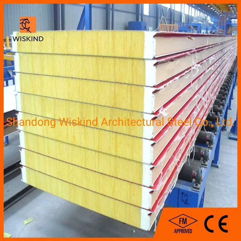 High Strength 64kg/M3 Density Glass Wool +PU Outer/Inner Wall/Roof Composite Panel for Steel Building with ISO