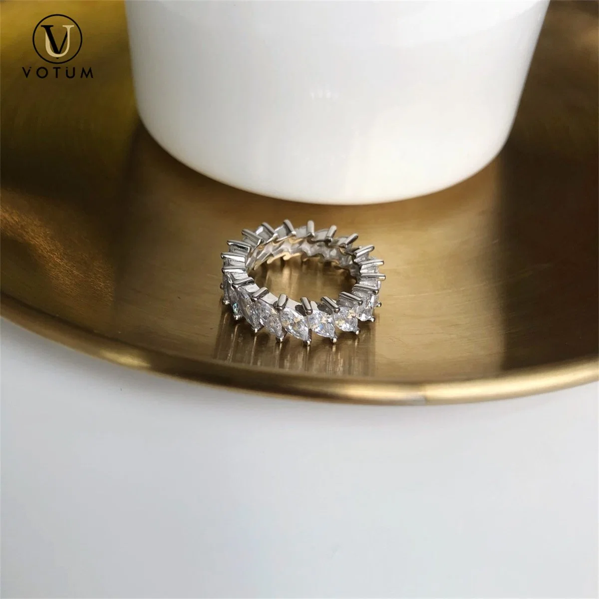 Votum Custom Luxury 9K Real Gold Marquise Moissanite Diamonds Accessories Wedding Ring Jewelry