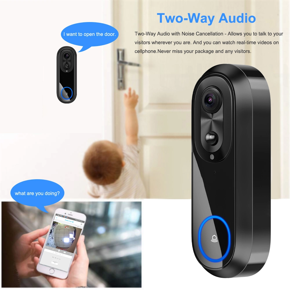 Fully Waterproof Electronic Video Doorbell with 1080P Camera