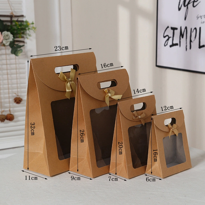 Luxury Cosmetic Recycled Kraft Paper Designer Gift Bag Paper with Magic Tape Handle