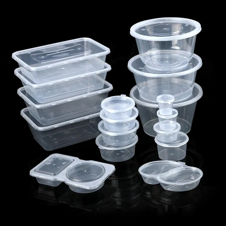 Customize Disposable Plastic Packing Box Microwave Rectangular Food Container with Lid