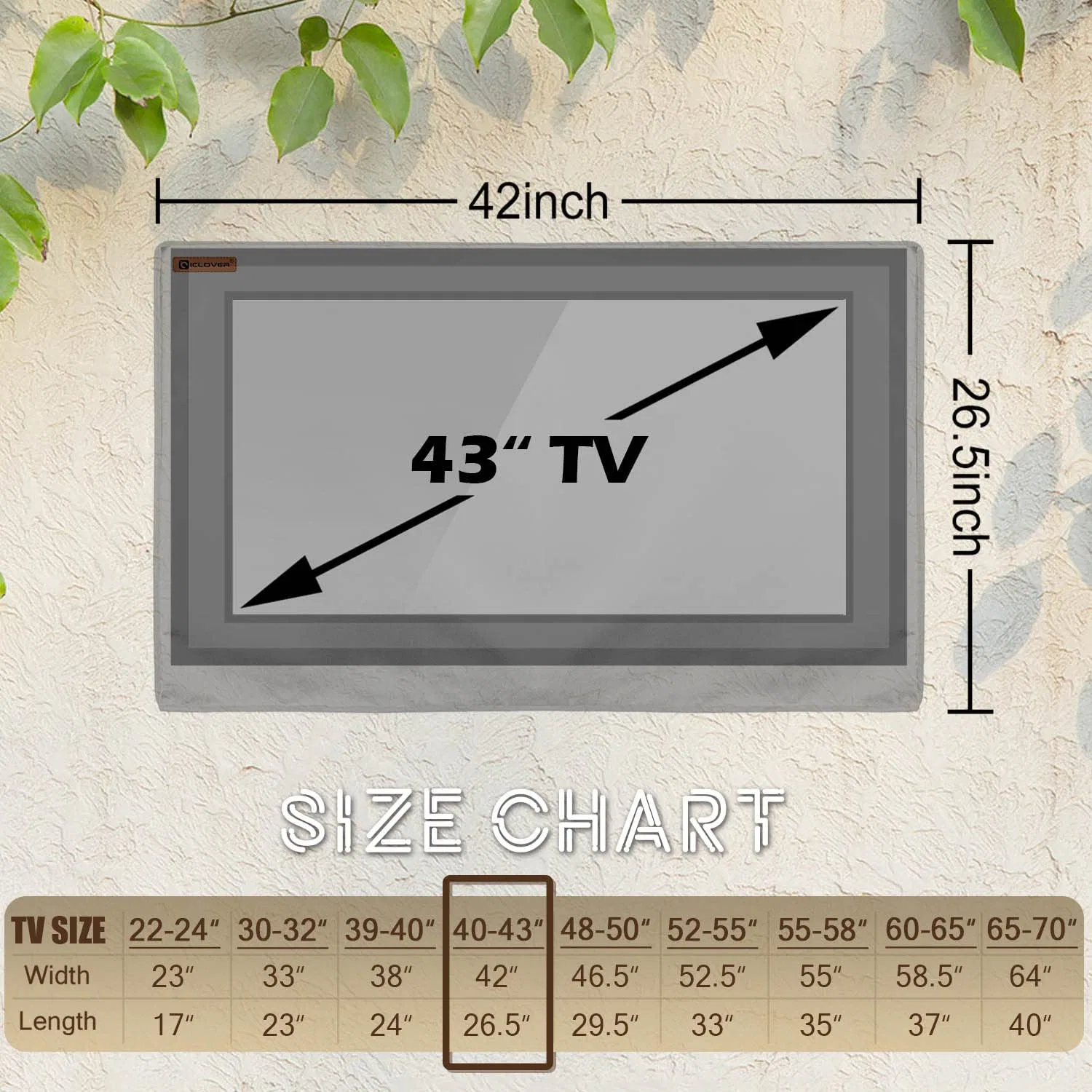 600d Waterproof Fabric Heavy Duty Outside Television Cover for LED, LCD, OLED Tvs, 42"W X 26.5"H, Beige