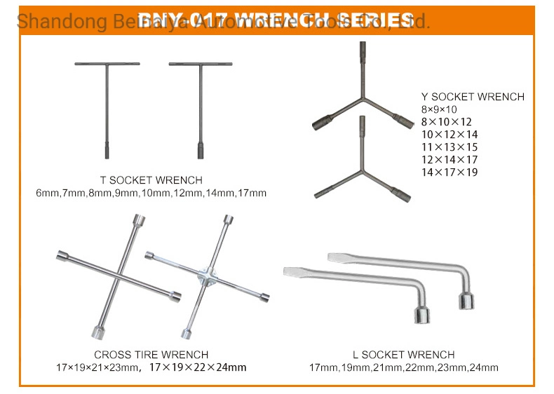 17X19X21X23mm, 17X19X22X24mm Cross-Type Tire Wrench Set with Bny Brand Use for Automotive Tools Buildings, Cars, Motorcycles and Homes