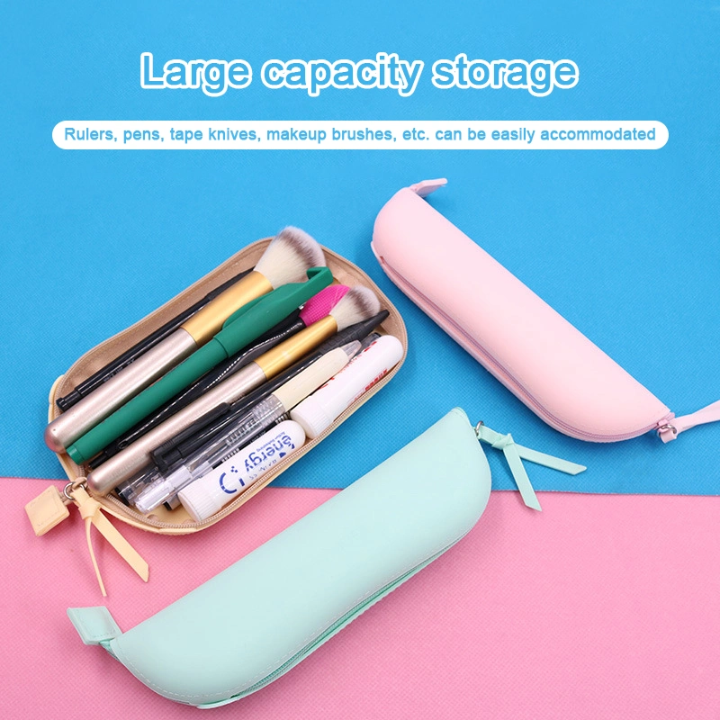 Pencil Case Silicone Waterproof Pen Pouch Zipper Pencil Bag Suitable Office School