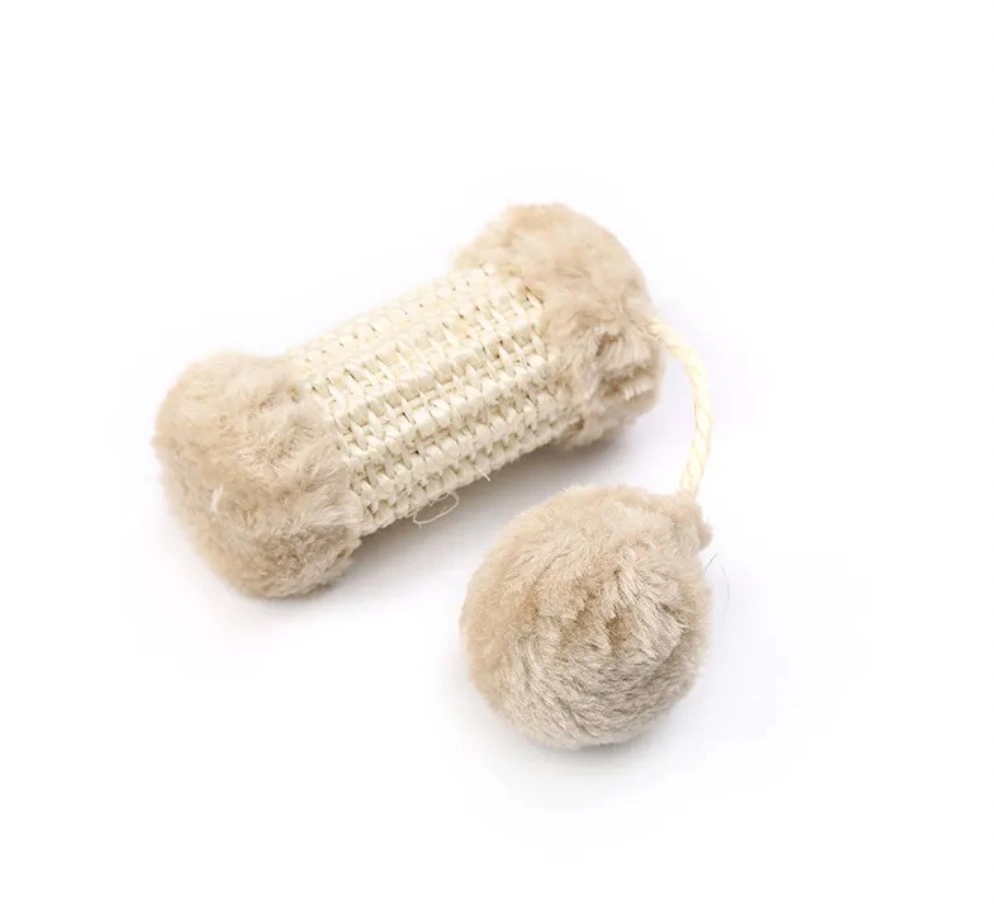 Vertical de sisal con pata de bolas de peluche juguete interactivo de afilado de artículos para mascotas