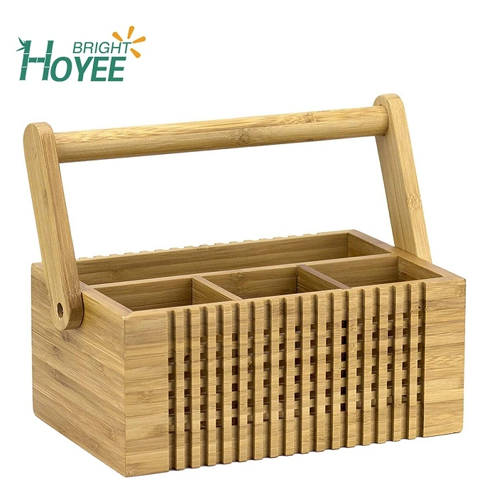 Restaurant Reusable Bamboo Knife Case Tool Storage Box with Handle