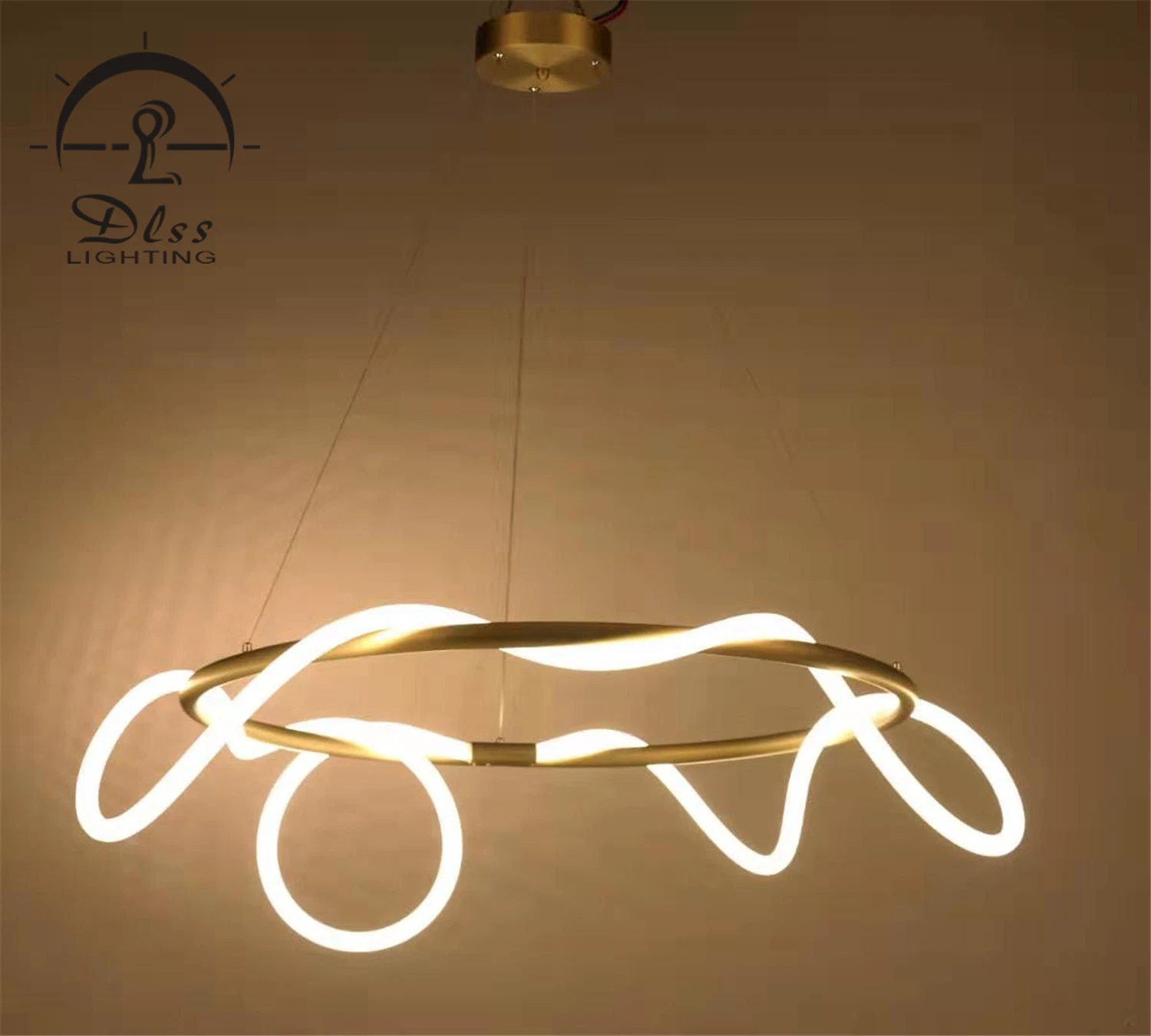 LED lámpara de araña moderna flexible de nylon tejido blando largo de la luz de la línea de iluminación colgante