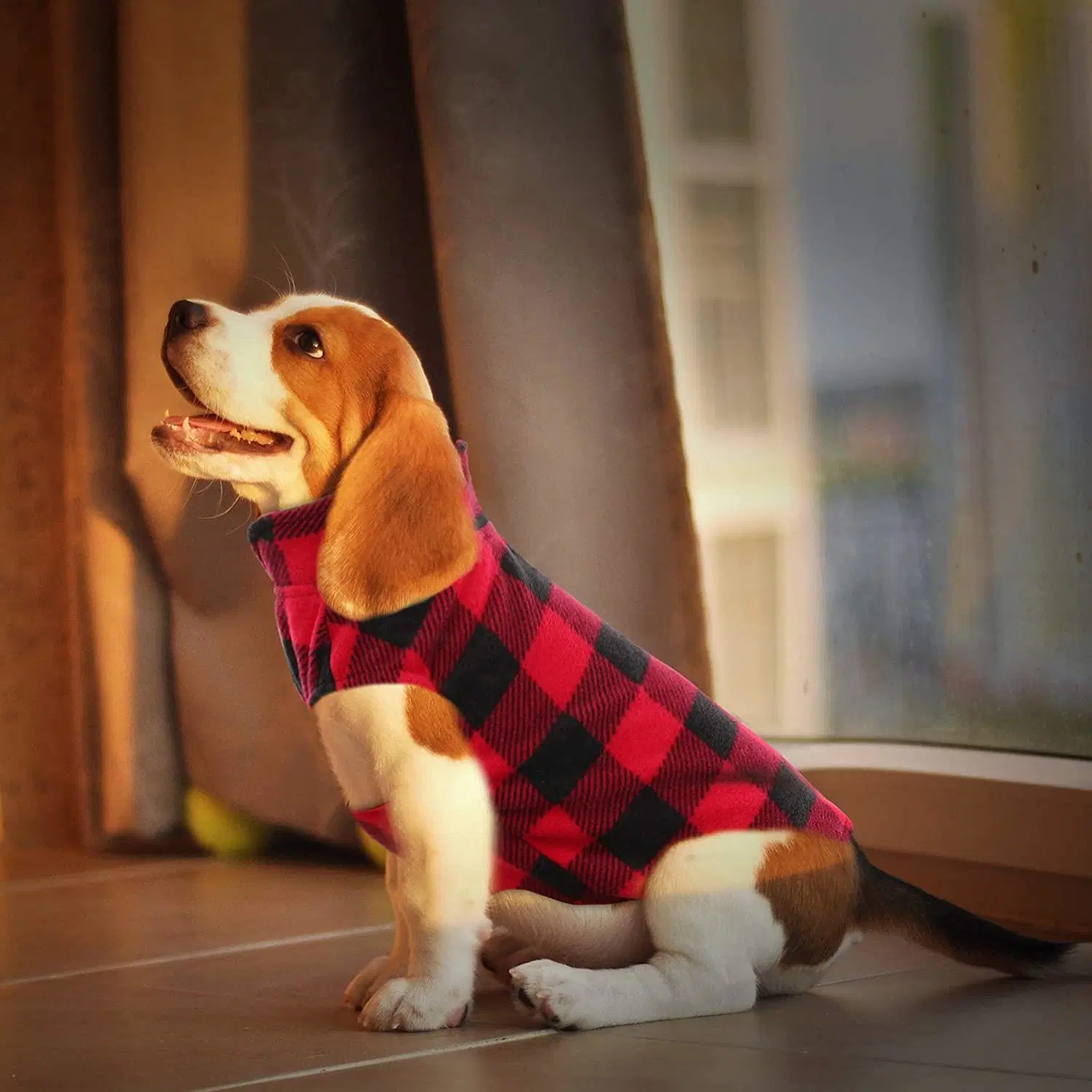 Flexibility Fashion Soft Tartan Fall Dog Plush Vest Pet Apparel