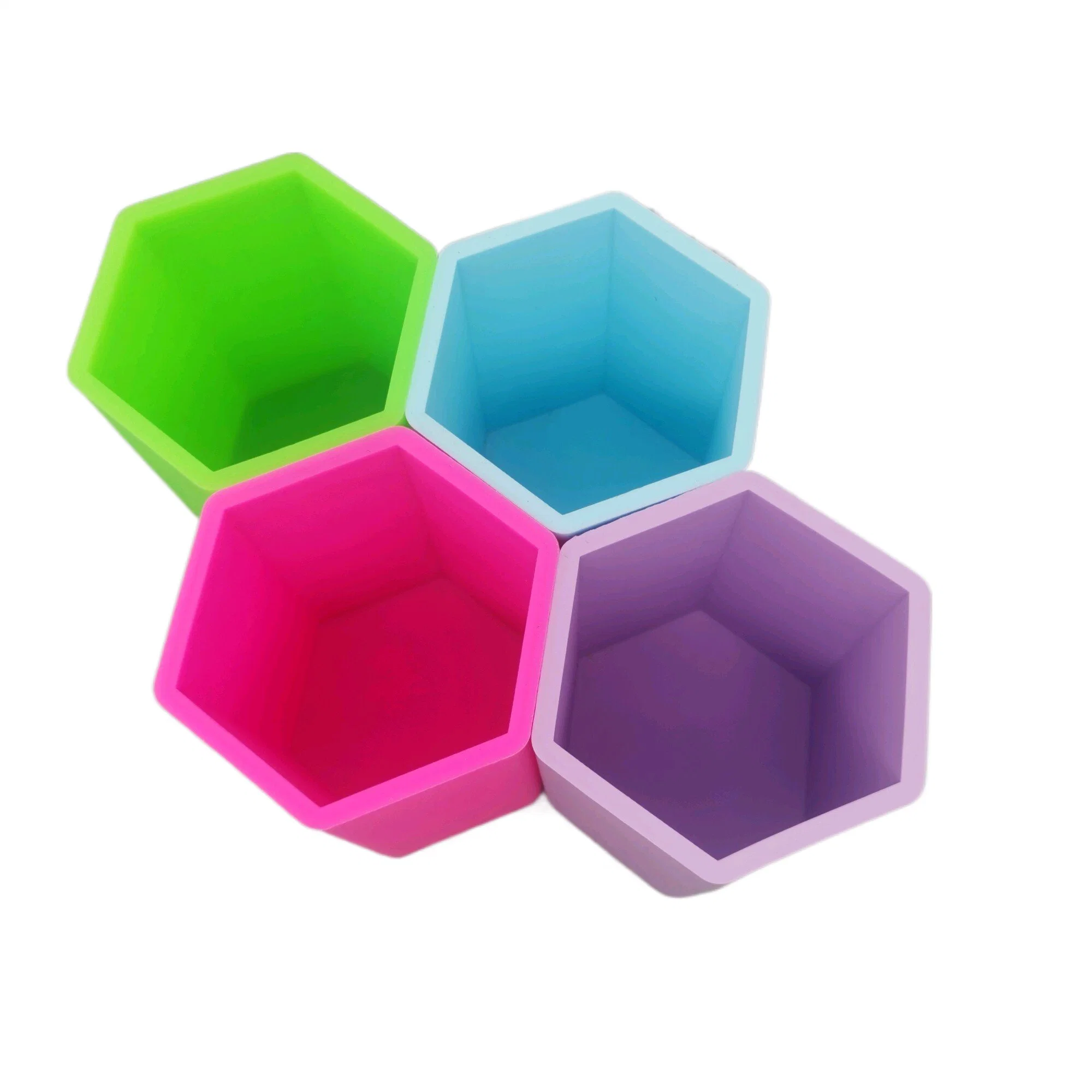 Silicon Macaron Hexagon Pen Container