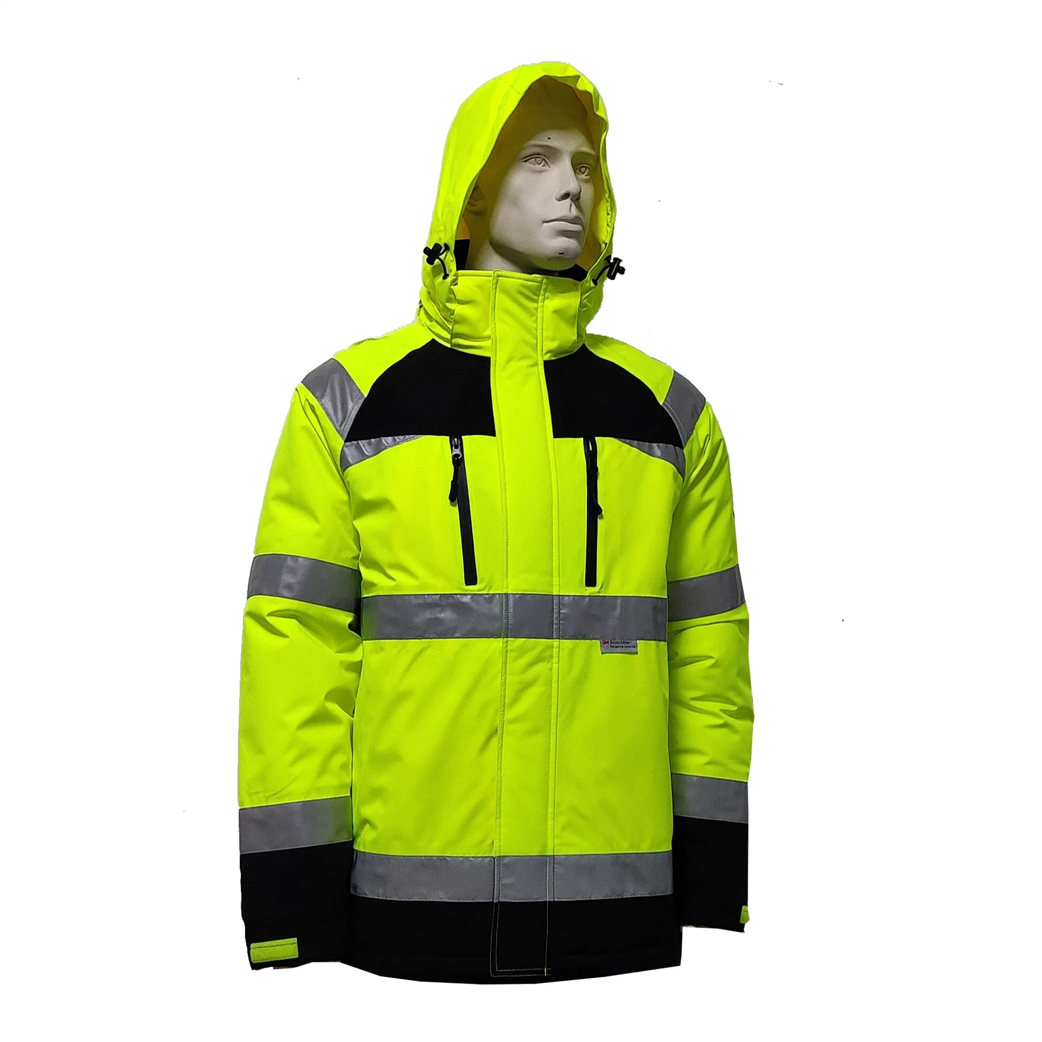 Top Quality Winter Hi Vis Reflective Work Safety Jacket Coat with Adjustable Hood