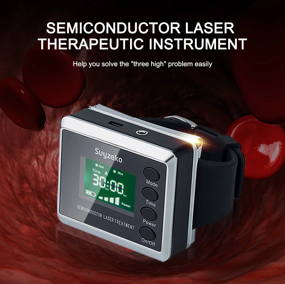 Dispositivo de terapia com luz laser de pulso tratamento de diabetes de alta pressão arterial Relógio a laser frio de baixo nível para hipertensão LLllt do tipo pulso