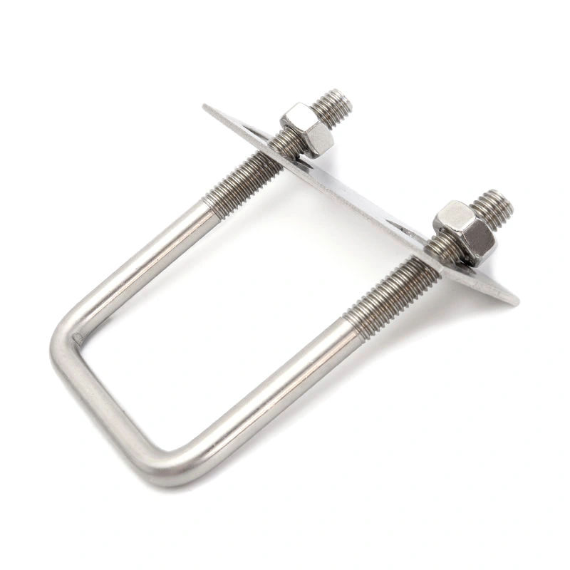 304/316 Stainless Steel U-Shaped Bolt with Baffle U-Shaped Pipe Clamp U-Shaped Bolt Square Hoop Riding Pipe Hoop Holding Hoop Welded Anchor Bolt