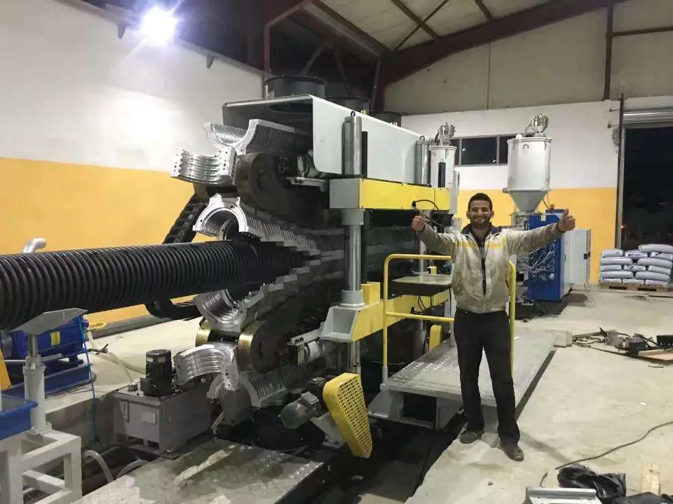 HDPE PP PVC Double Wall Corrugated Pipe Extrusion Line with Water Cooling System