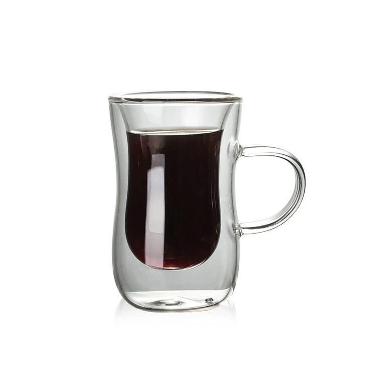 38years Fabrik New Style doppelwandige Glas Tasse Kaffee Becher 80ml Kapazität