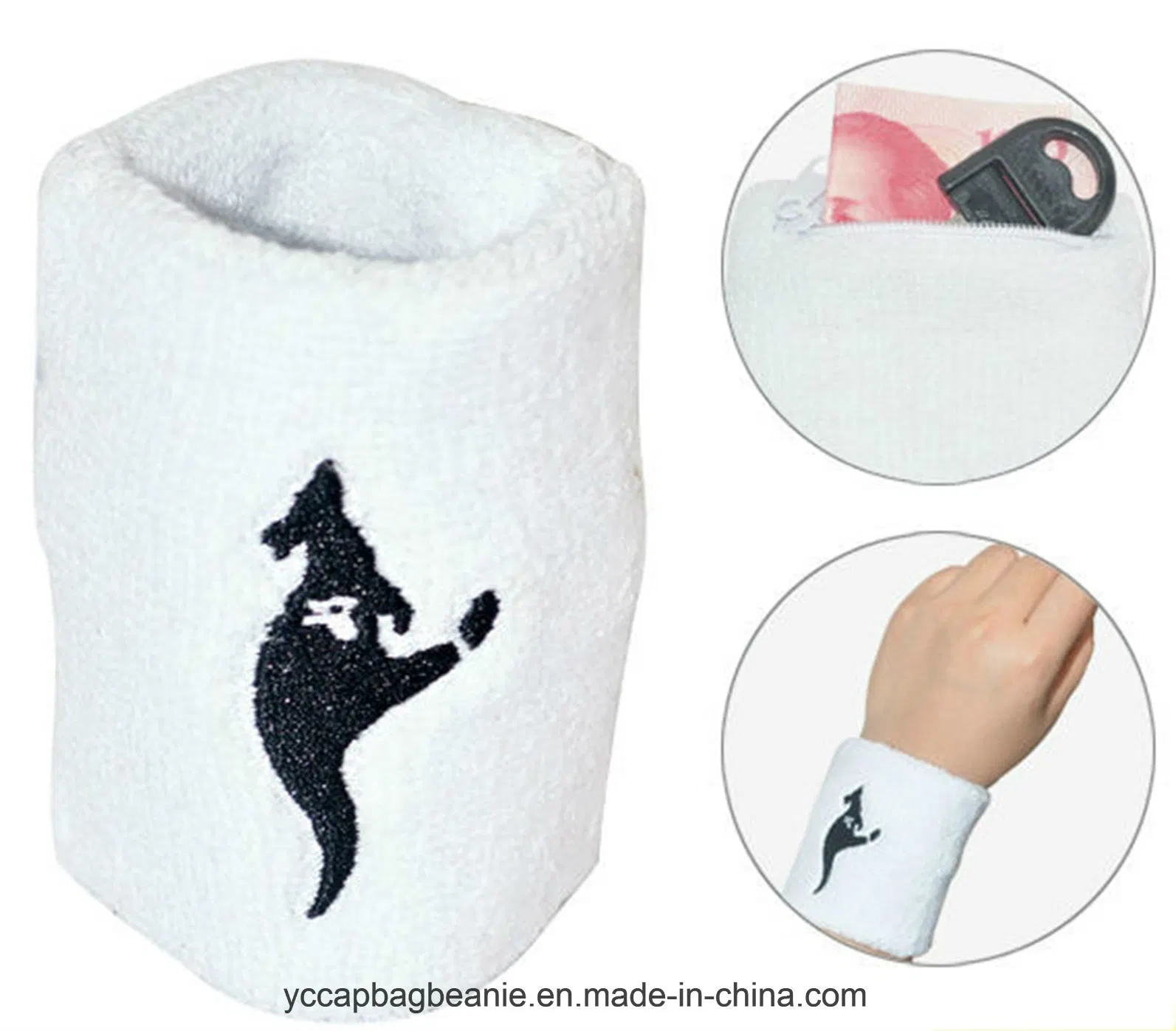 Custom Made Soft Zipper Sweatband Sports Wristband