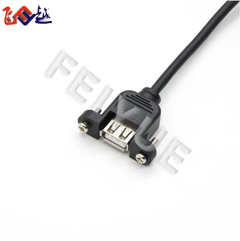 USB2.0 a Male to Female Extension Panel Mount Cable with Screw Locking