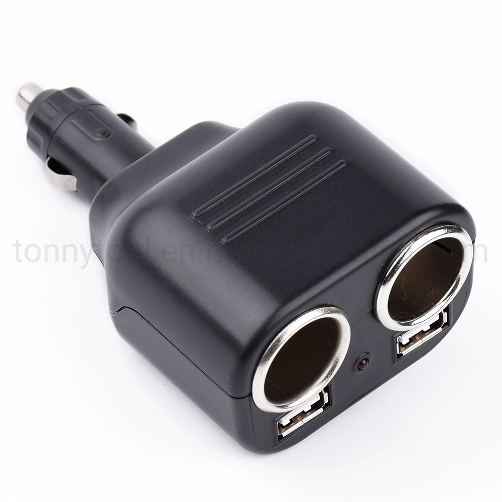 USB C Car Charger, 2 Sockets Cigarette Lighter Splitter 12/24V Dual USB Charger