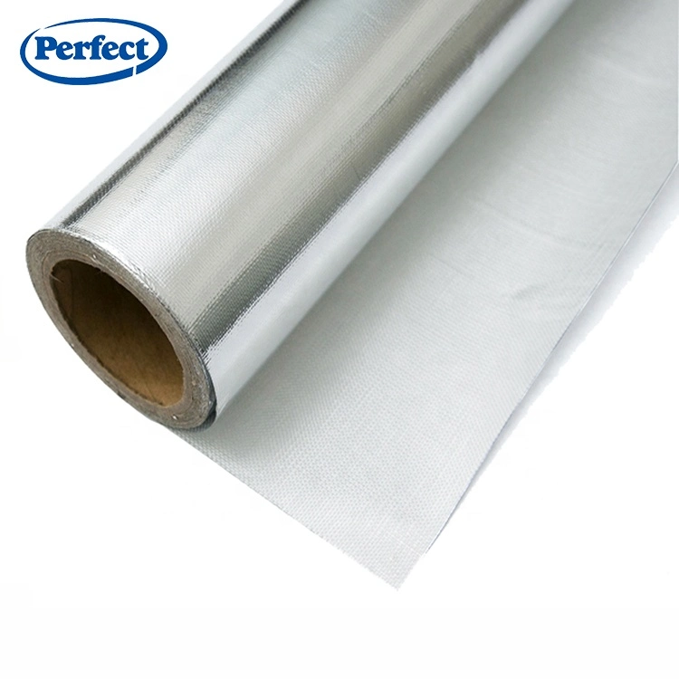 Thermal Foil Insulation Vapor Barrier Aluminum Foil Laminated Fiberglass Fabric Alu Fiberglass Fabric Alu Foil Flameproof Fabric Zero Perm Foil