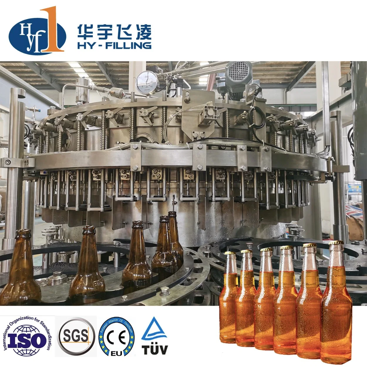 Factory Direct Supply Automatic Glass Bottle Beer Beverage Drinks Washing Rinsing Filling and Capping Production Line Machine