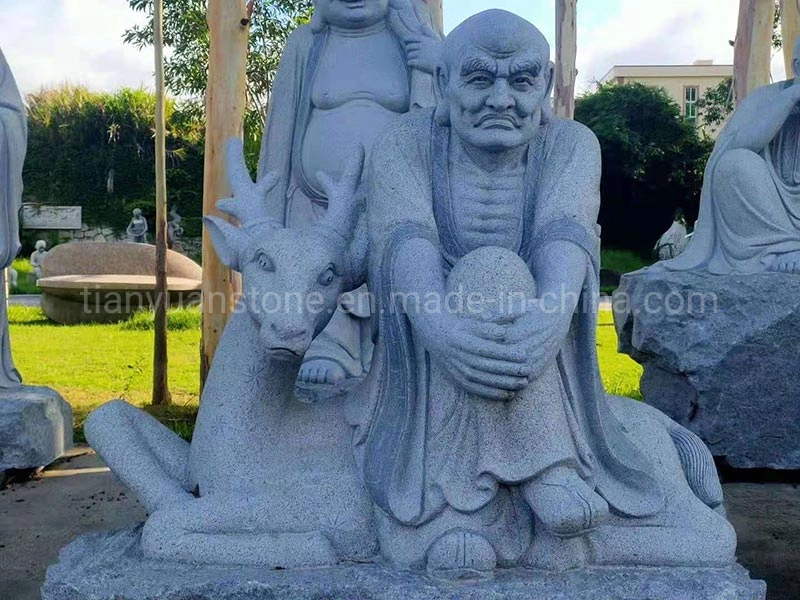 Tempel Weihen Buddhistische Religiöse Gegenstände Buddha Figur Skulptur Großer Granit Steinbildhauerei Der Achtzehn Statuen Des Heiligen Arhats