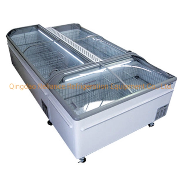 Commercial Display Cooler Refrigerator Fridge Chest Island Freezer Sliding Glass Door Equipment for Supermarket