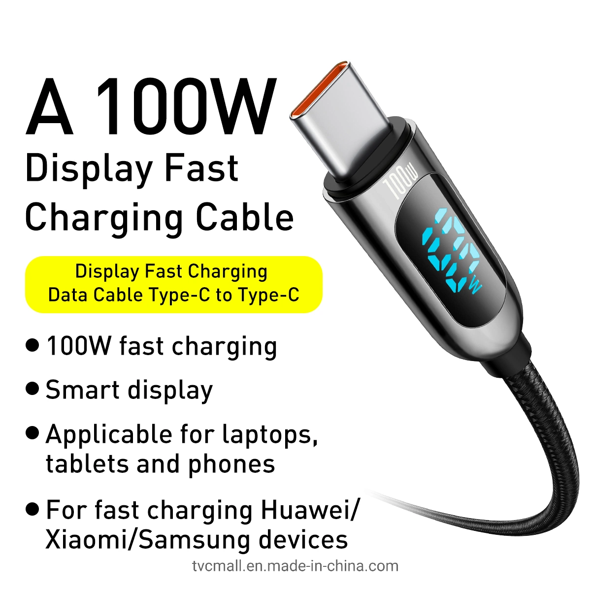 Baseus Display Fast Charging Data Cable Type-C to Type-C 100W 2m - Black