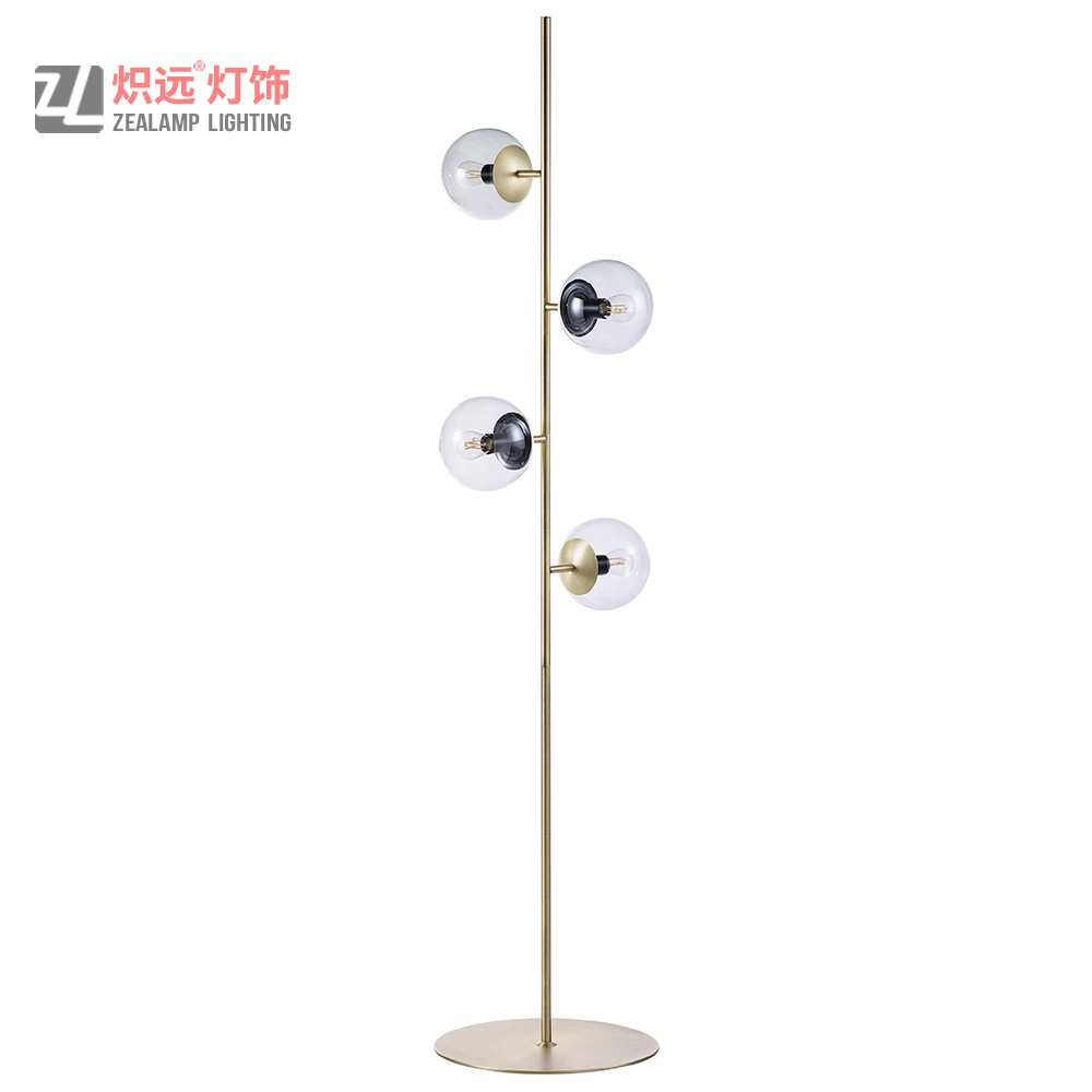 Globe Glass Shade Iron Holder Interior Residential Floor Lamp (ZLF026)