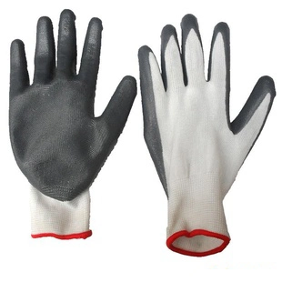 Professional Industrial Polyester Nylon Coated Grey Nitrile Working Labor Protection Gloves