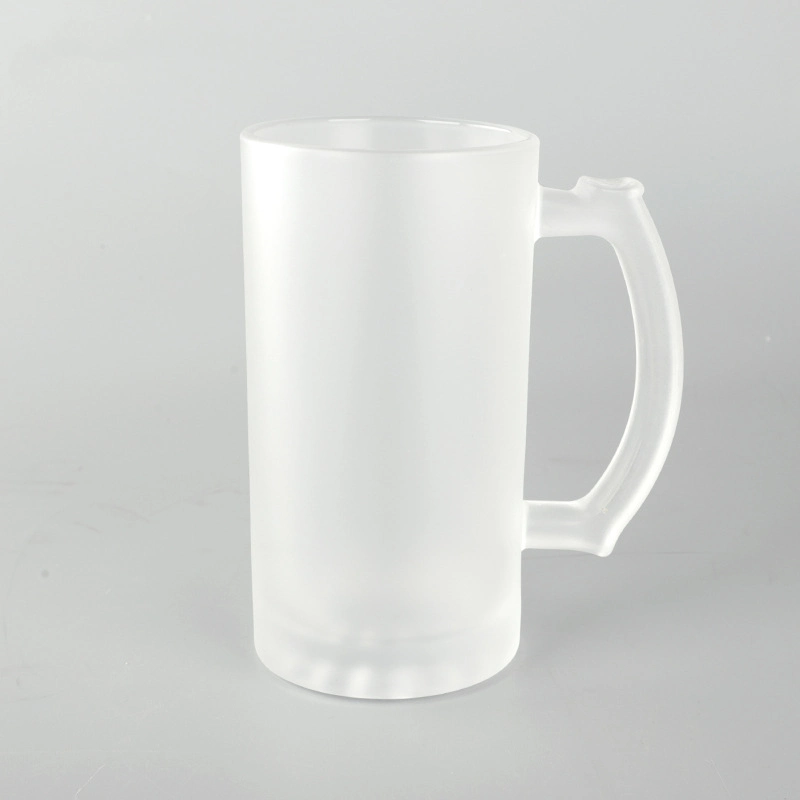 Customizable Cups 16oz Frosted Clear Glass Sublimation Beer Mug with Handle
