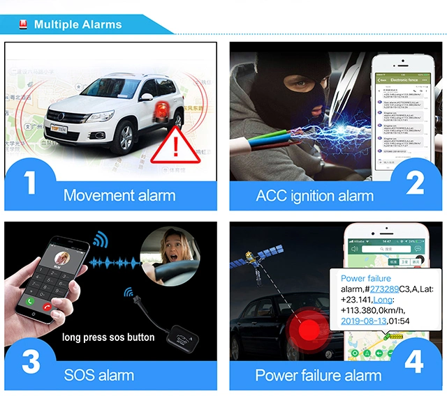 Mini Rastreador GPS carro alarme com excesso de vibração//Motor no Alarme (LT03-DI)