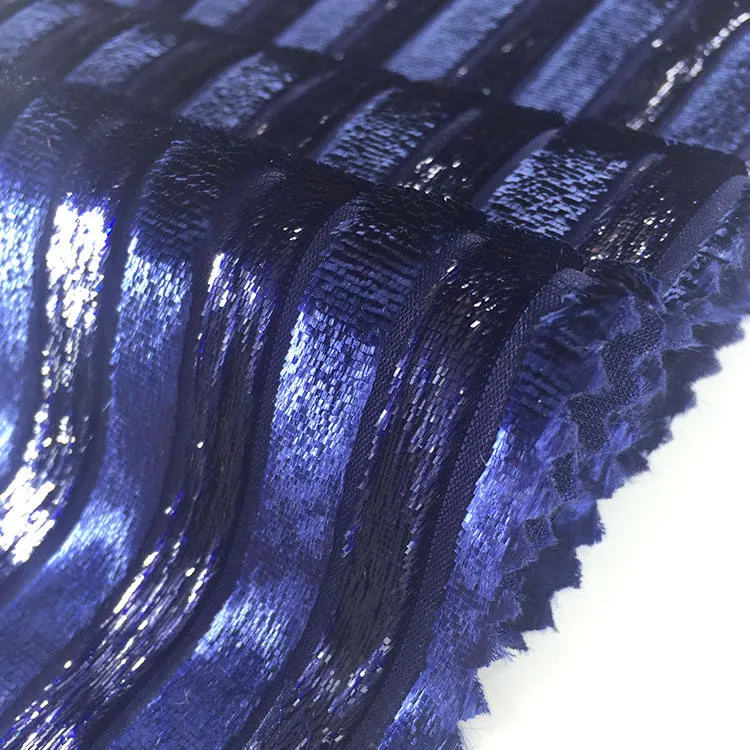 Glitter Velvet Fabric Wholesale/Supplier 100% Polyester Fancy Shine Striped Velvet Fabric, Sofa Cover/Clothing Material