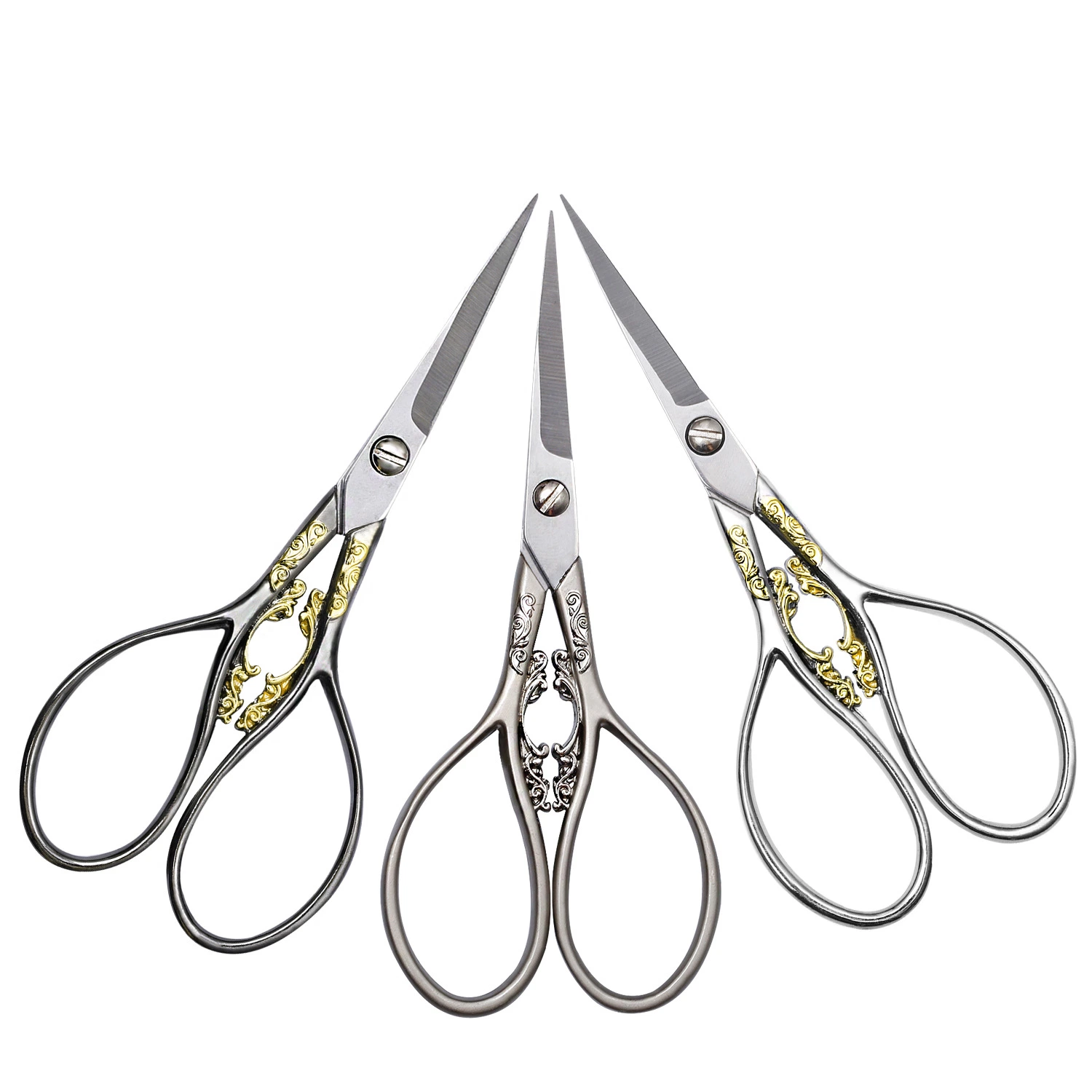 High Quality Embroidery Scissors Vintage Embossed Handle Fabric Scissors